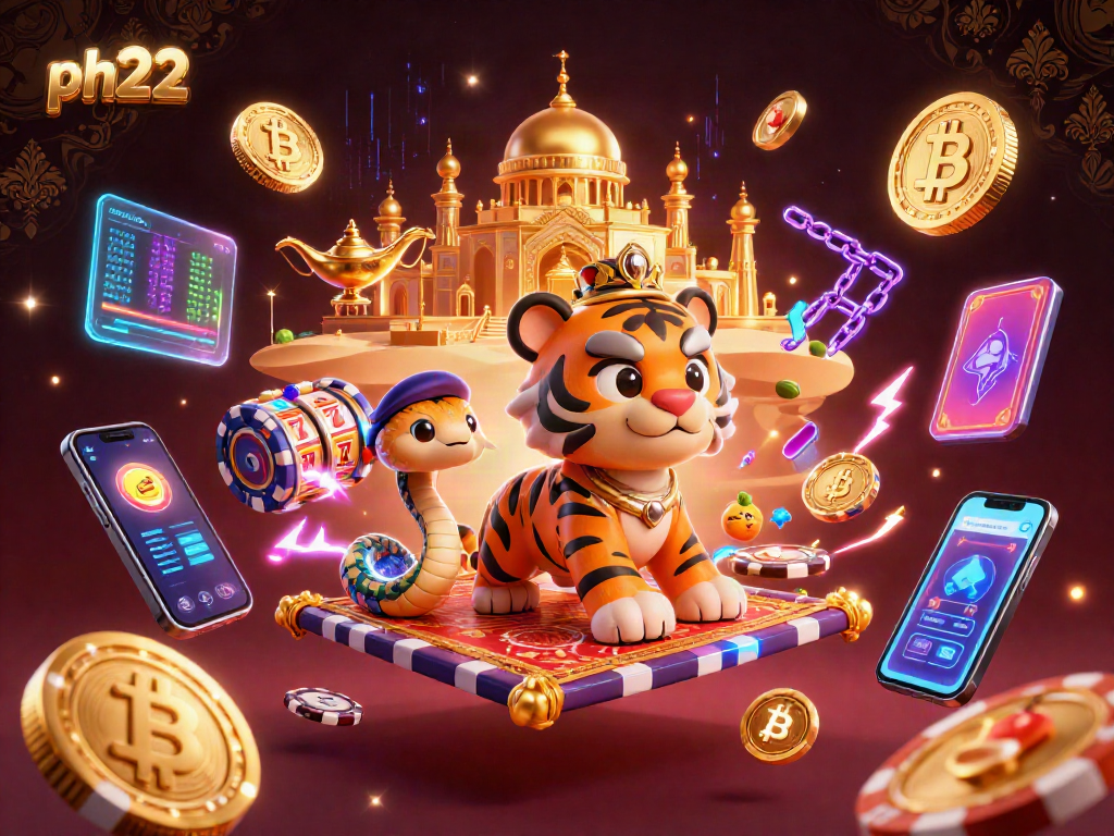 Experience thrilling slots action with ph22’s vibrant 3D casino illustration featuring a tiger sultan.