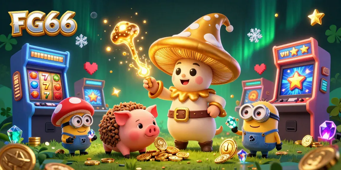 Engage with FG66's vibrant 3D casino world featuring magical characters, slot machines, and treasures.