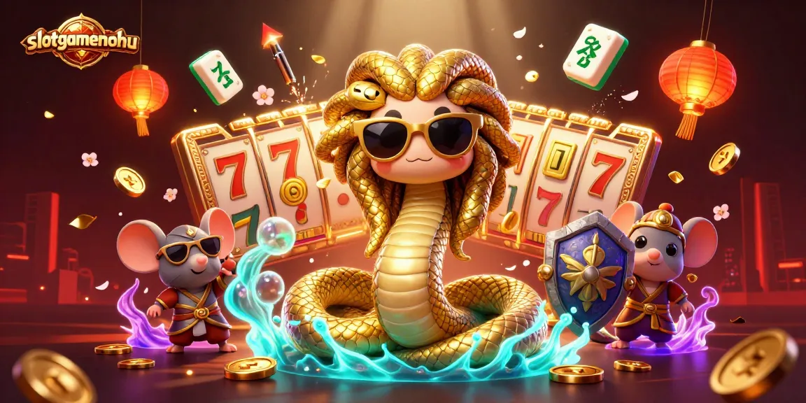 Join the excitement at slotgamenohu with a colorful 3D illustration depicting friendly mythological characters and vibrant casino symbols.