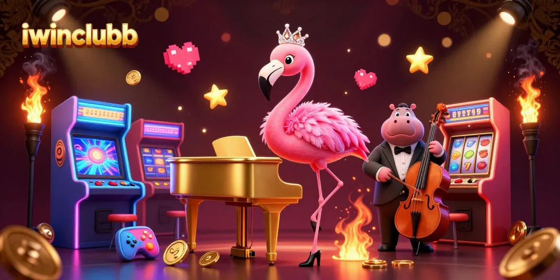 Engage with thrilling games at iwinclubb, featuring a lively flamingo singer and hippo bassist.