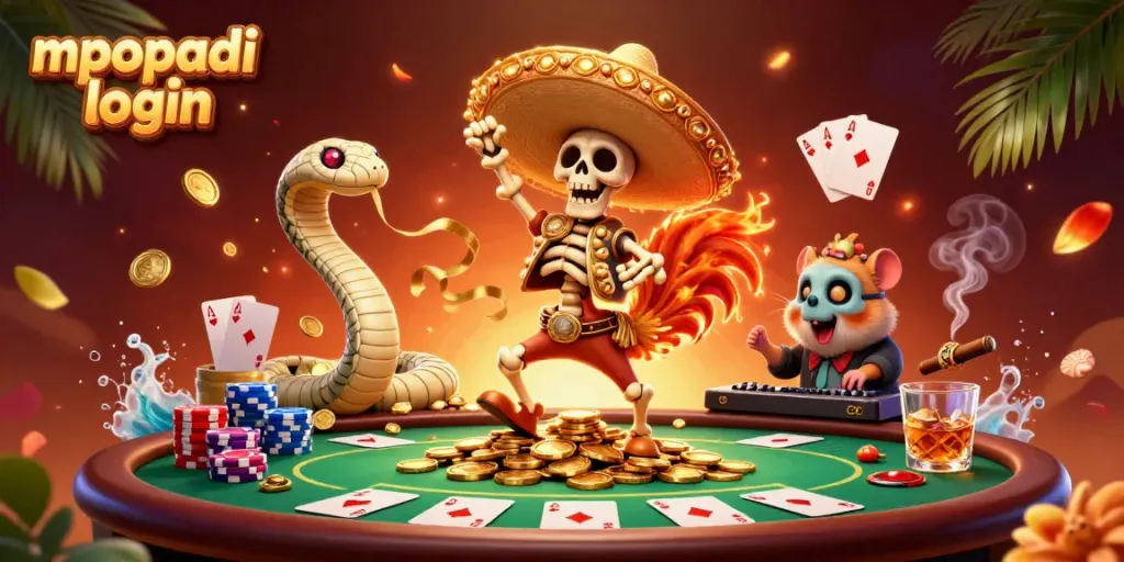 Experience the vibrant excitement of mpopadi login with unique casino elements and characters celebrating wins.