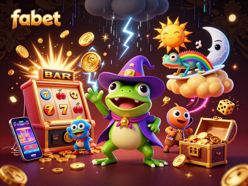 Experience the excitement of fabet with a storm of golden coins from a wizard frog and a rainbow chameleon.